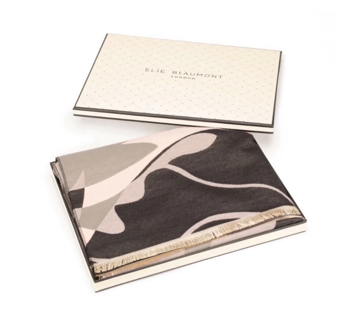 Elie Beaumont - Black/Grey/Pink Impression Scarf (6030)