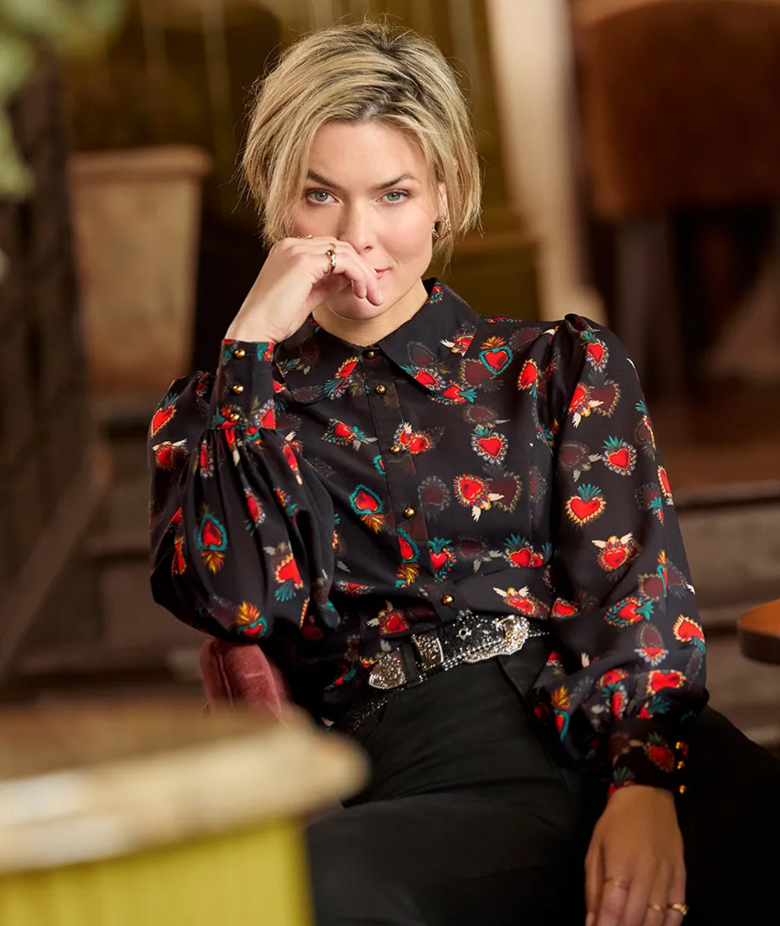 Joe Browns - Heart Print Georgette Blouse With Cami.