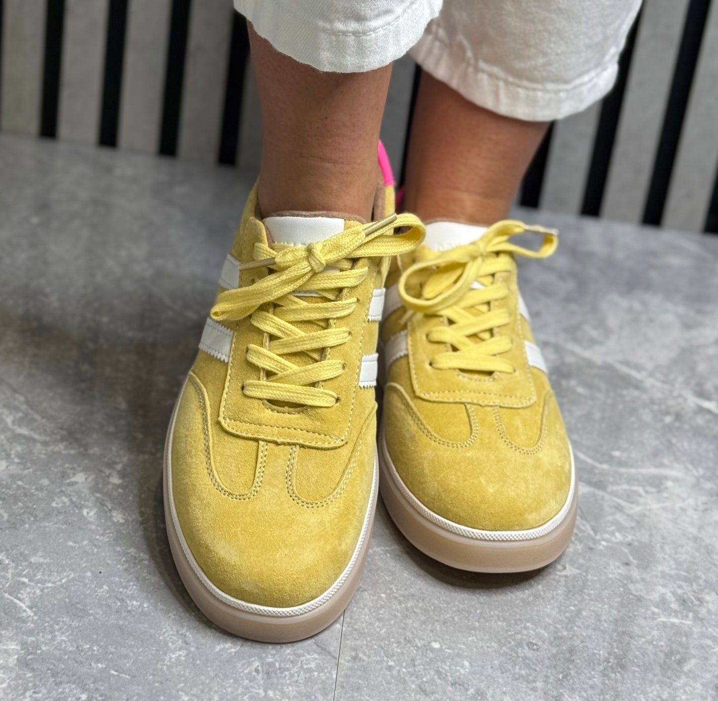 Drilleys- 'Seventy Five’ Mellow Yellow Leather Trainer