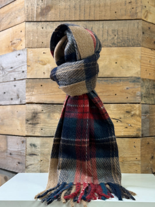 hannah k - Red/Navy Combo Checked Scarf
