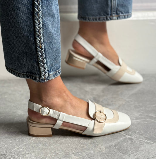 Dancing Matilda - Off White/Beige Slingback Shoe