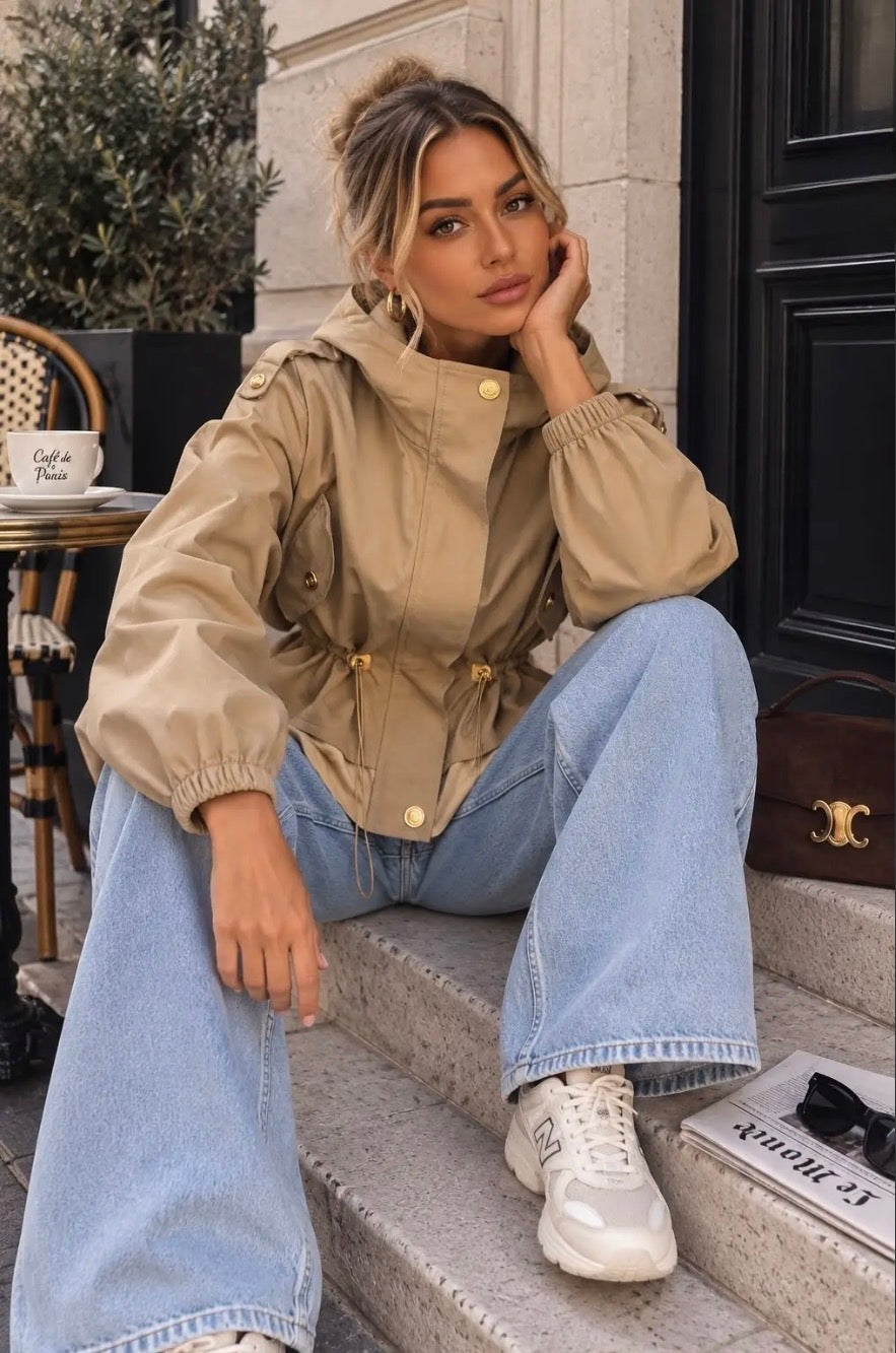 Taupe Hooded Safari Jacket