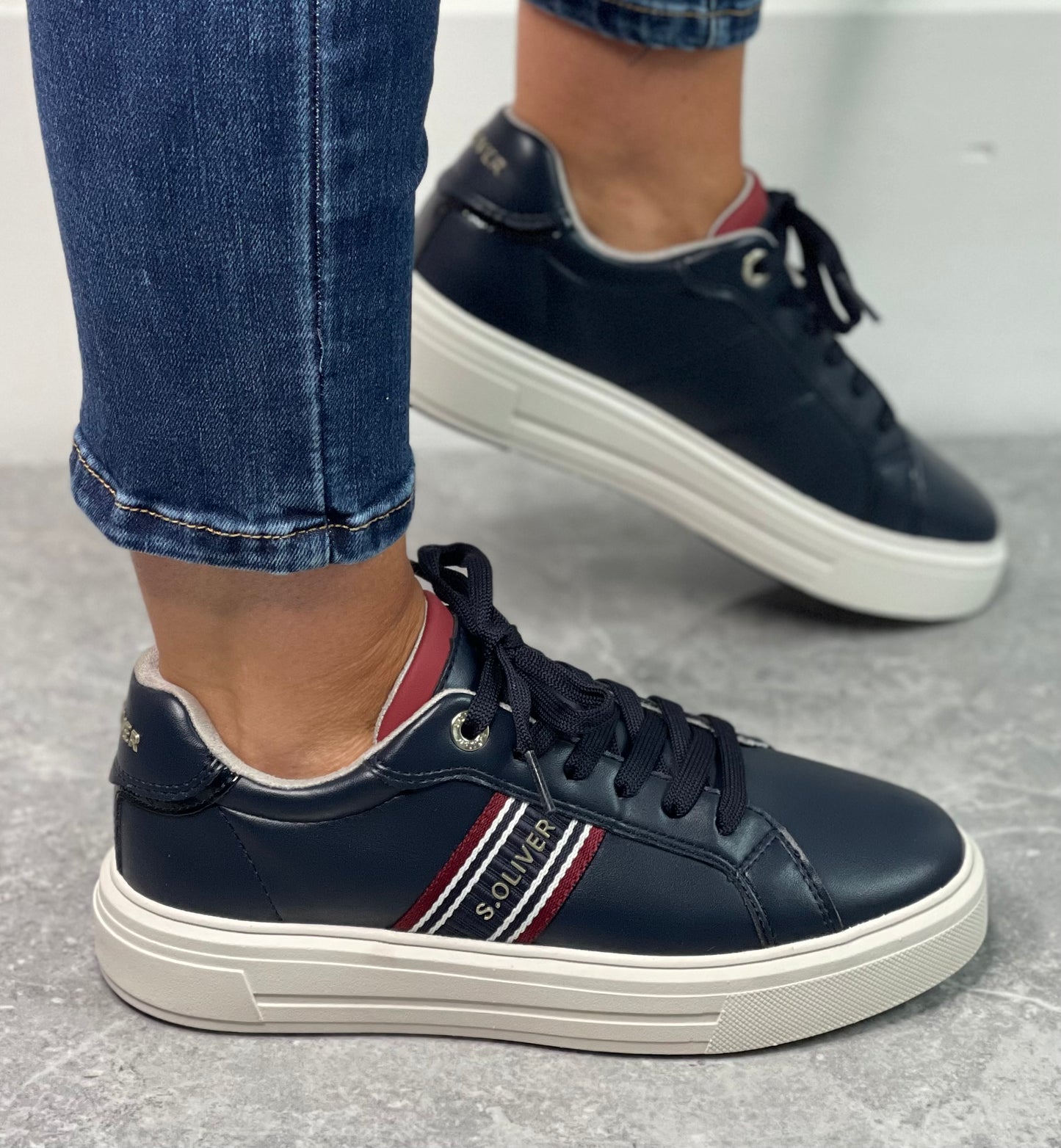 S Oliver - Navy Side Stripe Trainer