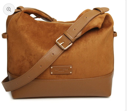 Alice Wheeler - Fudge Faux Suede Large Crossbody Bag