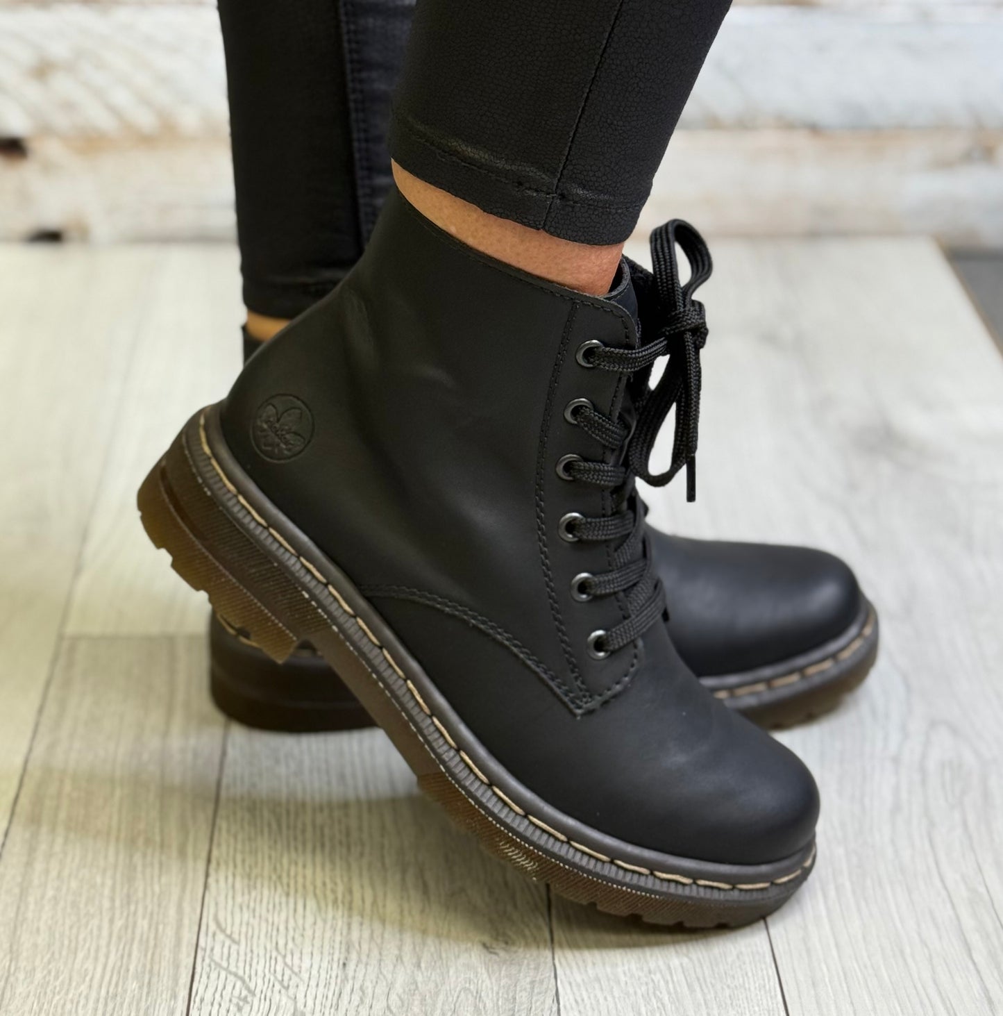 Rieker - Matte Black Laced Boot