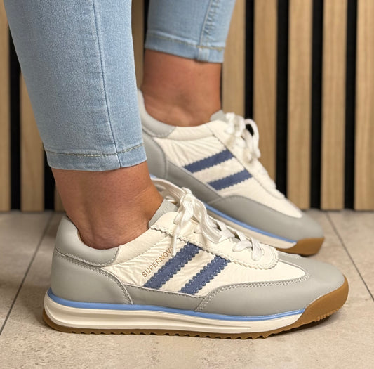 Drilleys- 'Seventy Three' Tissue Blue Stripe Trainer