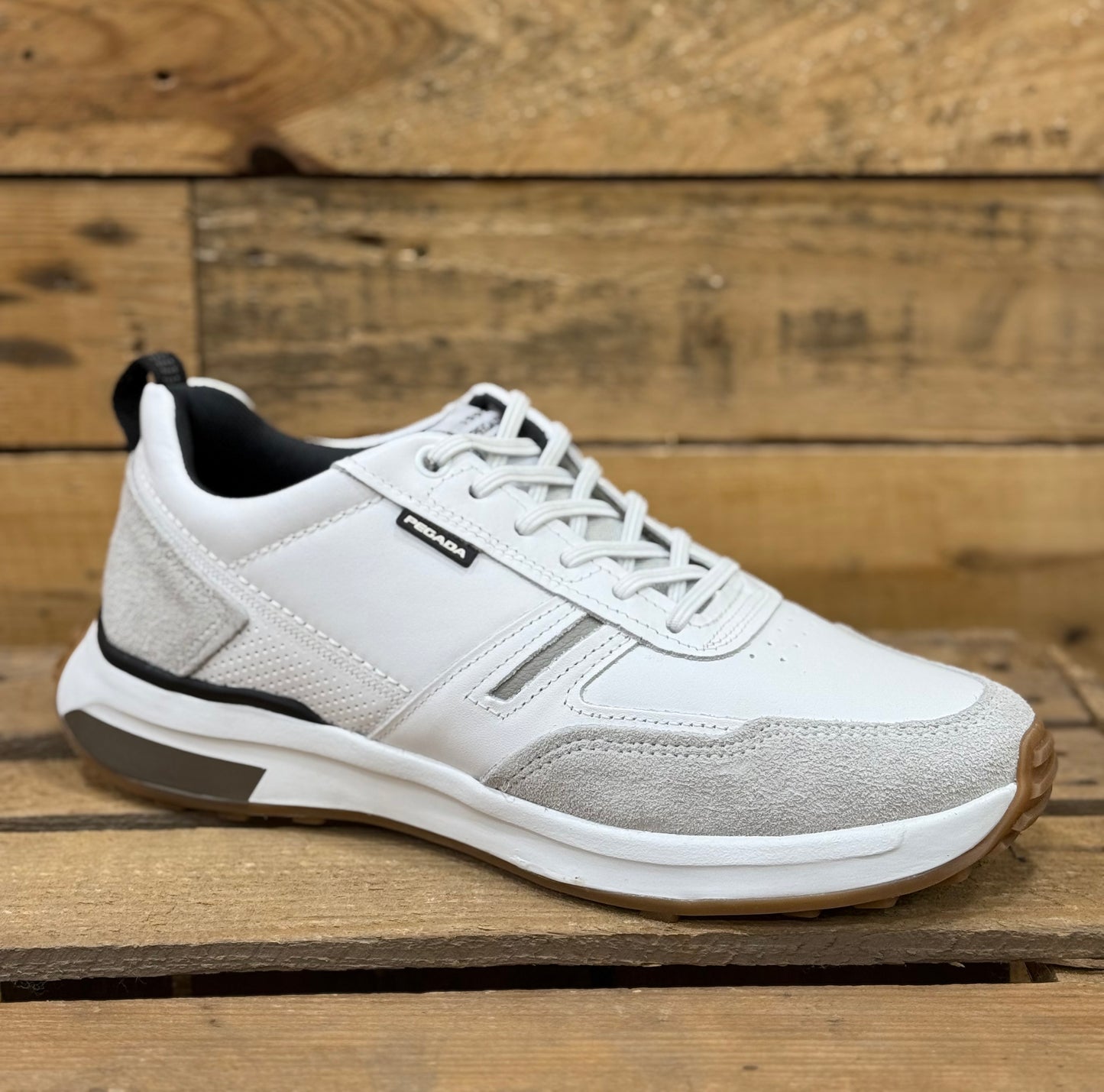 Pegada Mens - White Slip On Leather Trainer