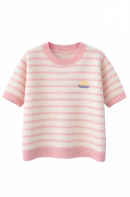Pink/White Stripe S/S Knit