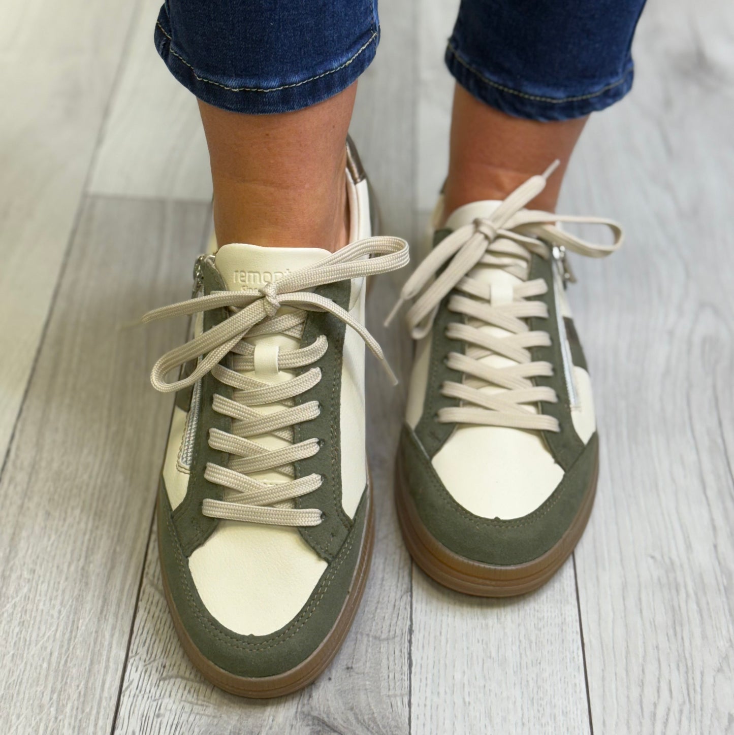 Remonte - Cream/Green Combo Trainer