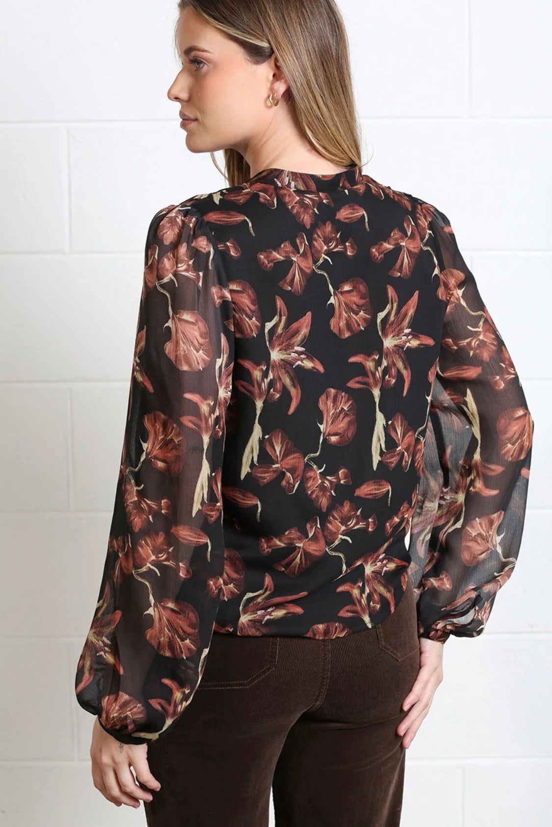 Rant & Rave - Anna Black Frill Top