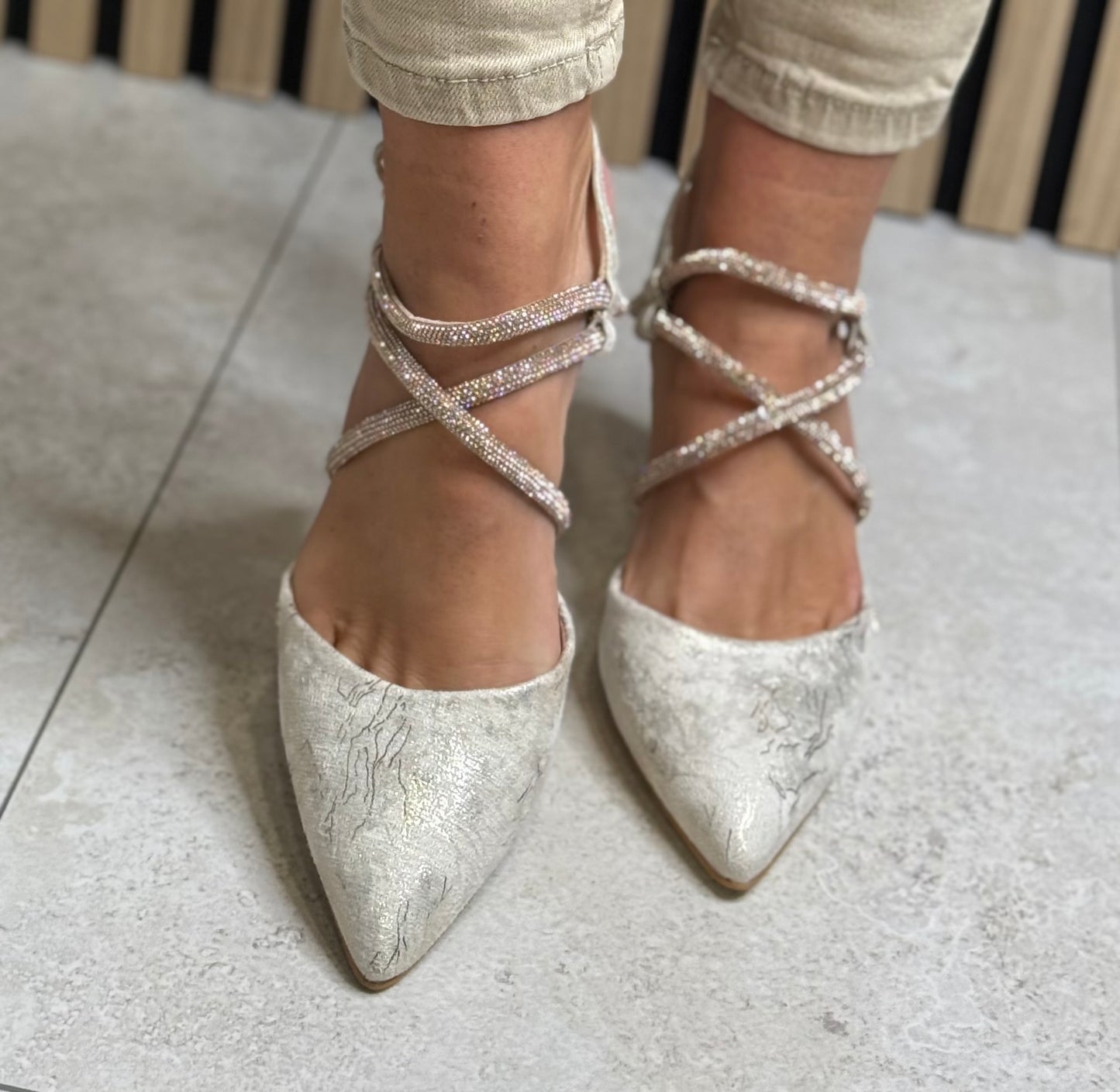 Kate Appleby - ‘Hursley' Gold Marble Mix Slingback Heel