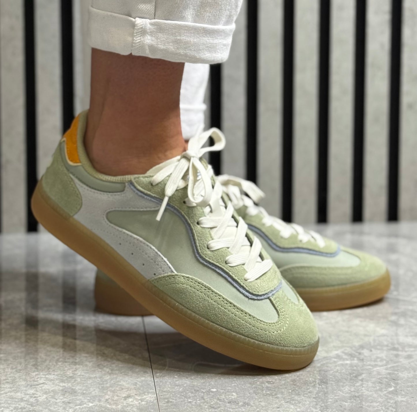 Hoff - 'Park' Sage Green Leather Trainer