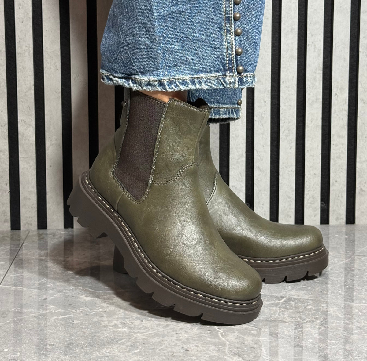 Rieker - Green Chunky Lined Boot