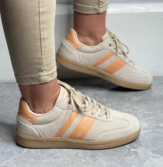 Teddy Smith - Beige Combo Leather Trainer