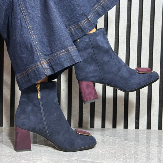 Kate Appleby - ‘Drayton' Sapphire/Burgundy Trim Block Heel Boot