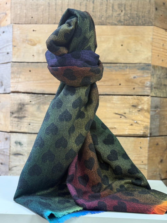 hannah k - Black Heart Rainbow Scarf