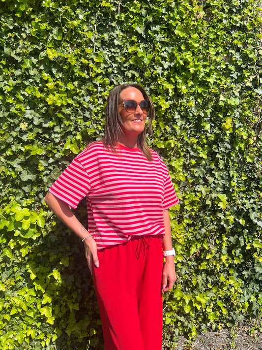 Red/Pink Stripe Tee