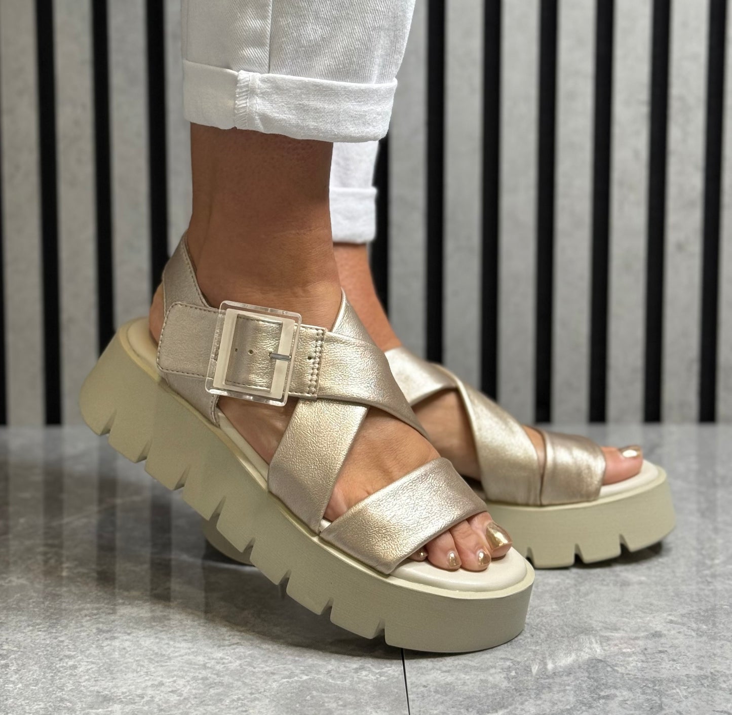 Marco Tozzi - Platinum Strap Platform Sandal