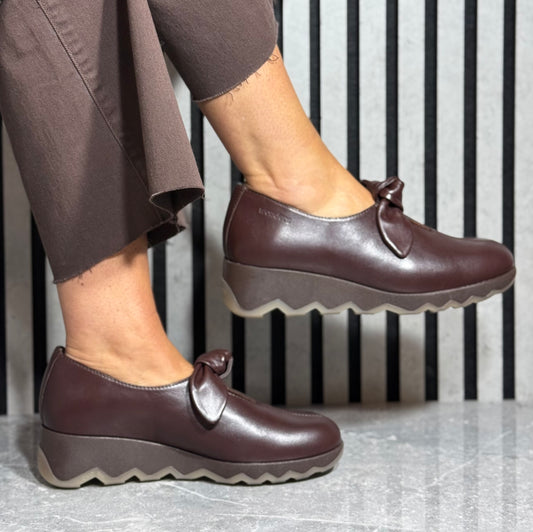 Wonders - C - 7611  Brown Bow Detail Leather Shoe
