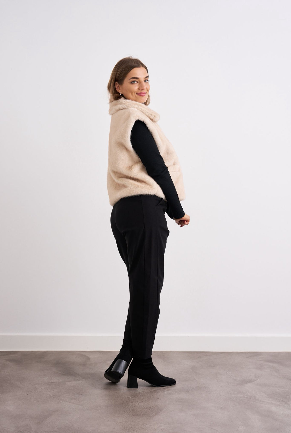 Cream Faux Fur Gilet.