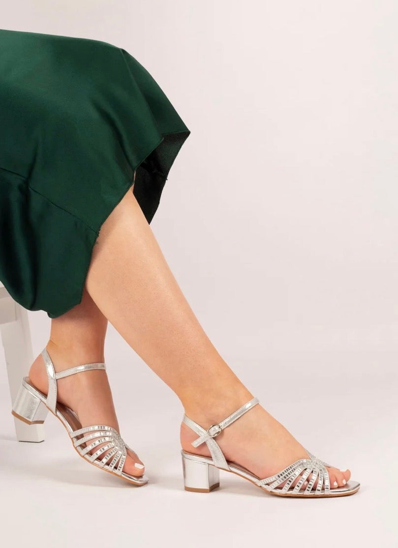 Lunar - 'Twinkle' Silver Block Heel Sandal