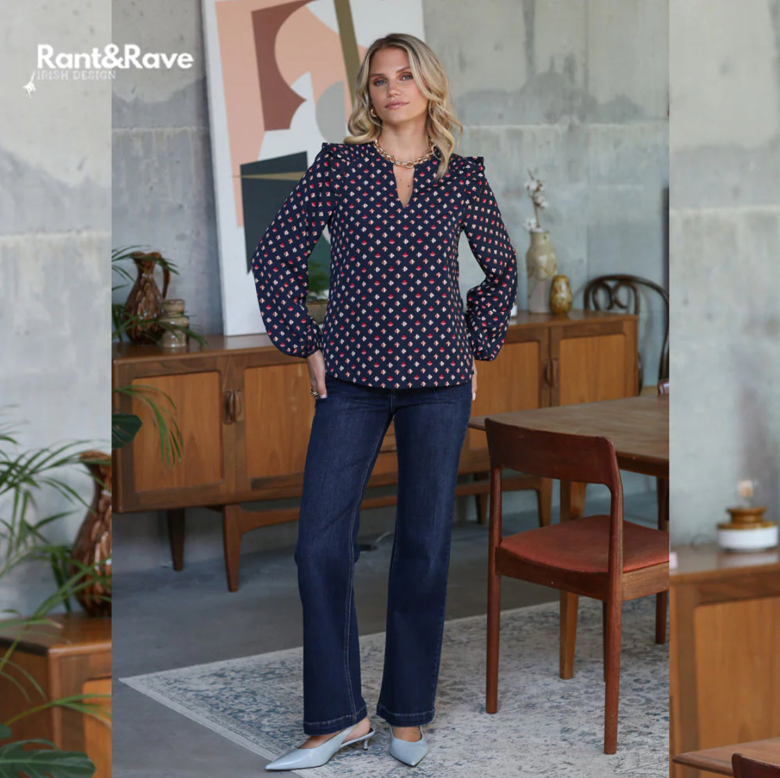 Rant & Rave - 'Sherry' Dark Wash Wide Leg Jean