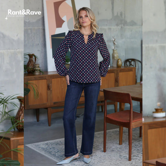 Rant & Rave - 'Sherry' Dark Wash Wide Leg Jean