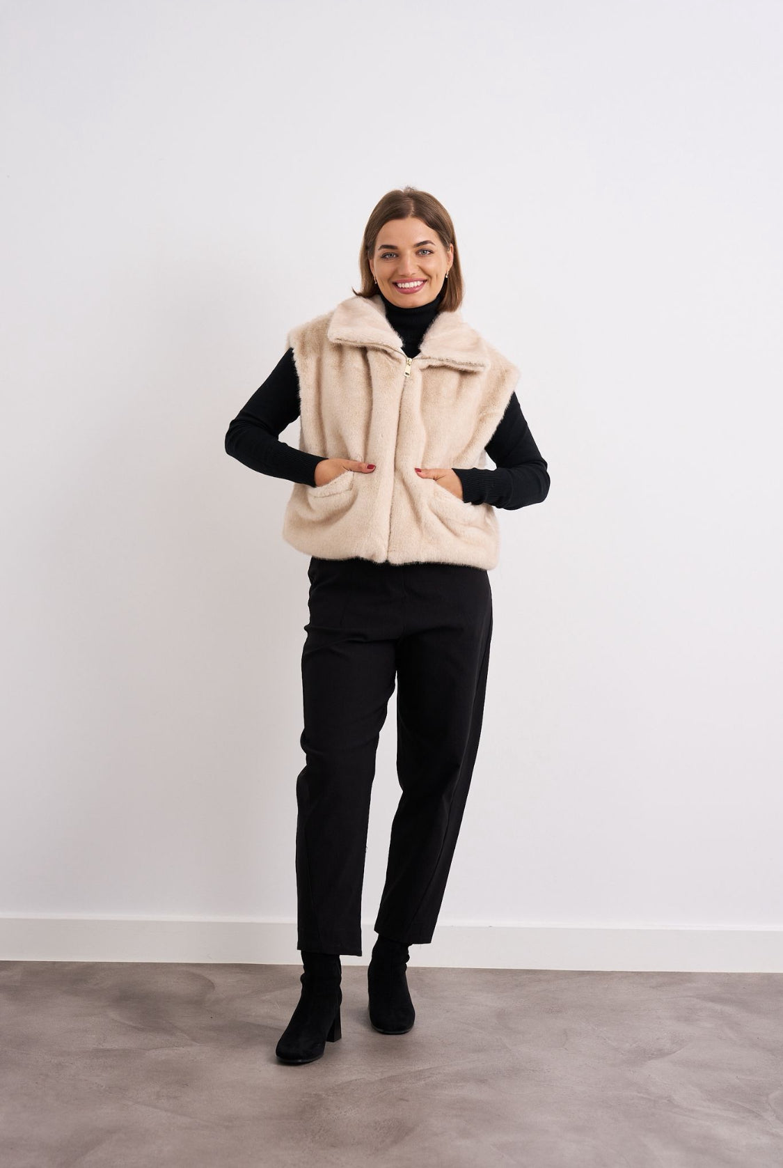 Cream Faux Fur Gilet.