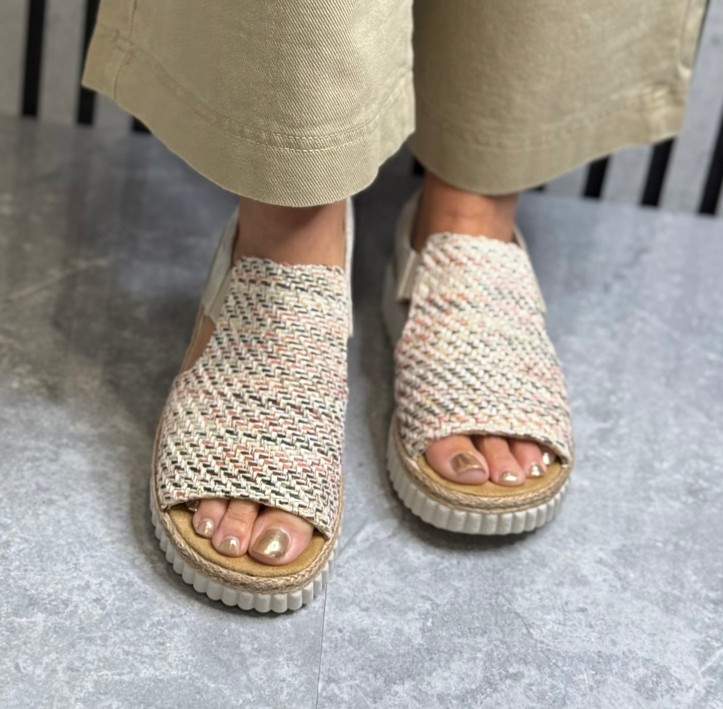 Rieker - Beige/Multi Woven Sandal