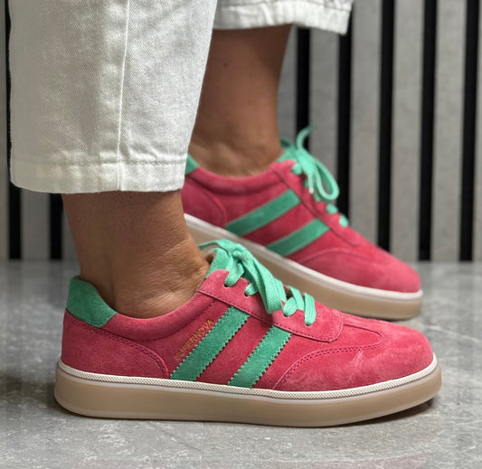 Drilleys- 'Seventy Five’ Mint Berry Leather Trainer
