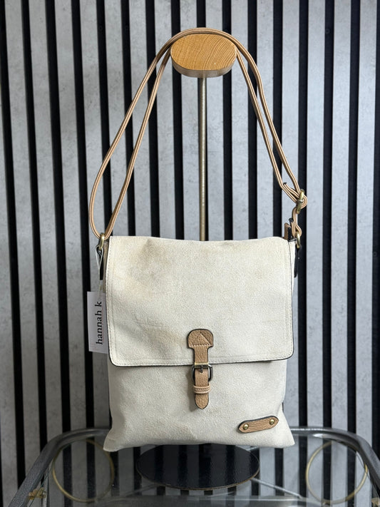 hannah k - 'Fay' Cream Faux Suede Crossbody