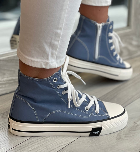 Mustang - Blue Canvas High Top Trainer