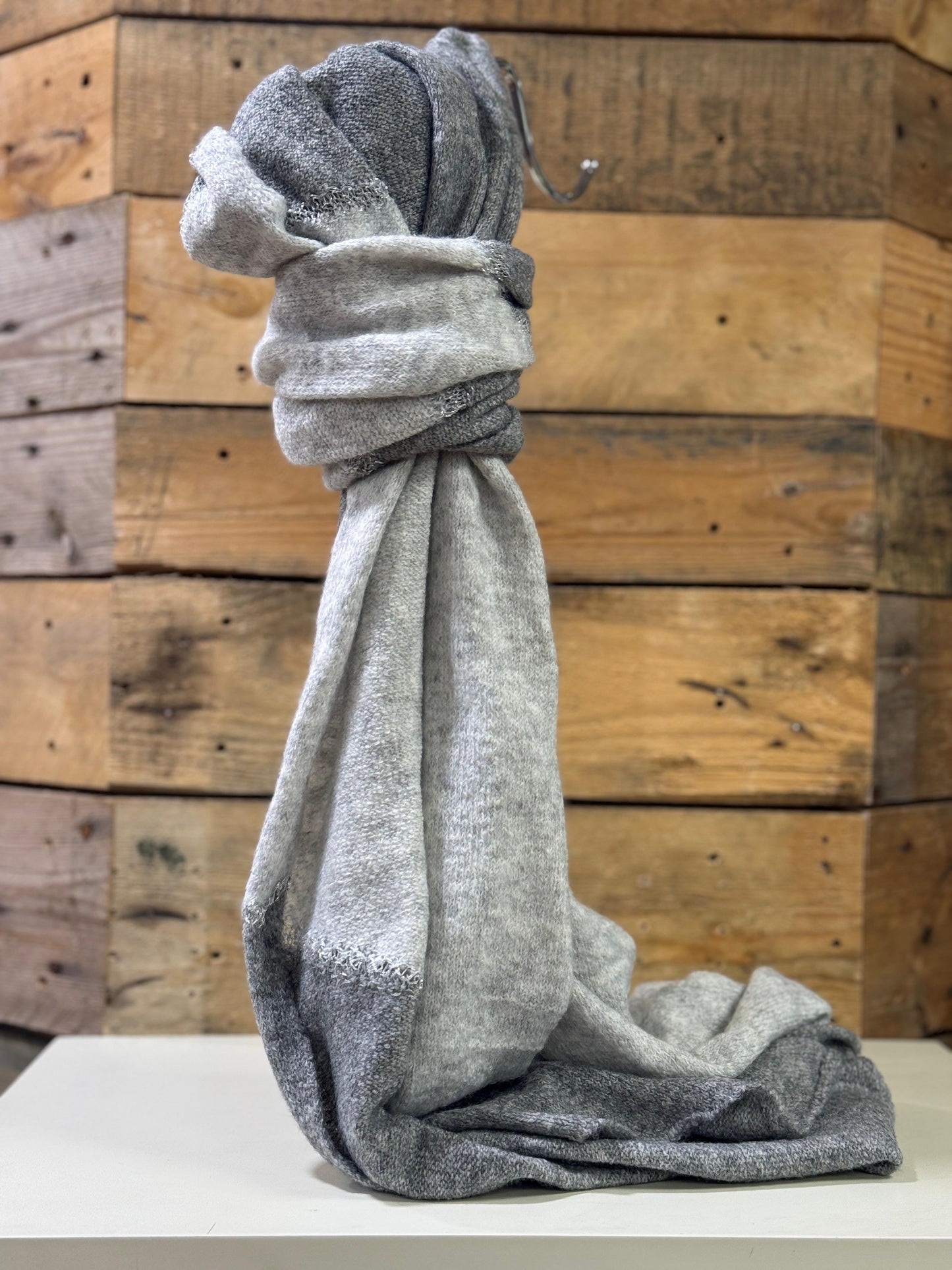 hannah k - Silver/Grey Lurex Stripe Scarf