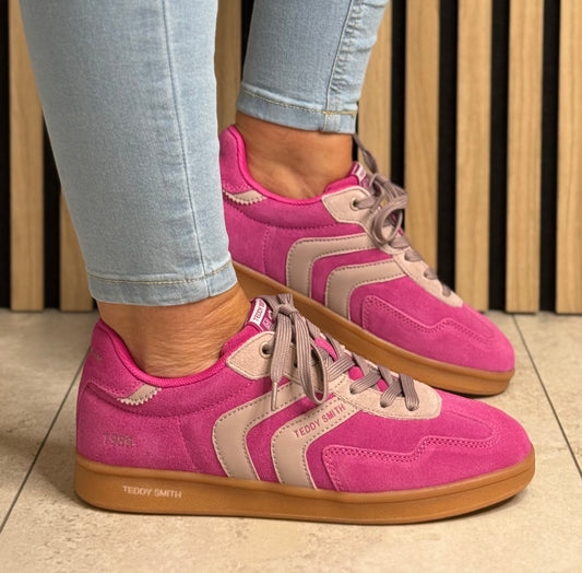 Teddy Smith - Fuchsia Suede Trainer (120519)