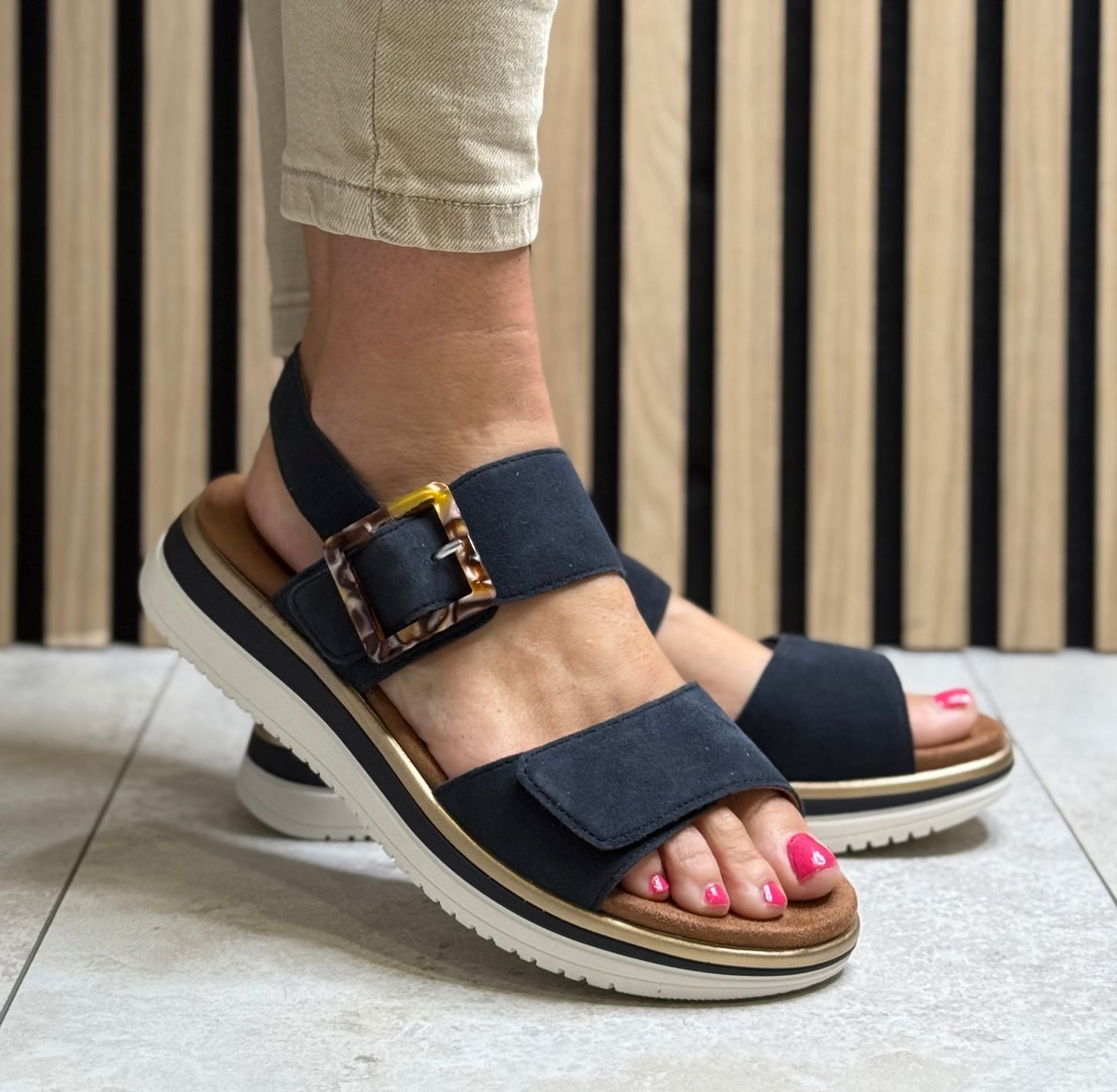 Remonte - Dark Navy Suede Sandal
