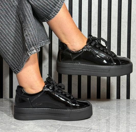 Jana - Black Patent Platform Trainer