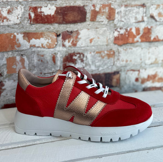 Wonders - A-2476 Flame Red/Rose Gold Trainer