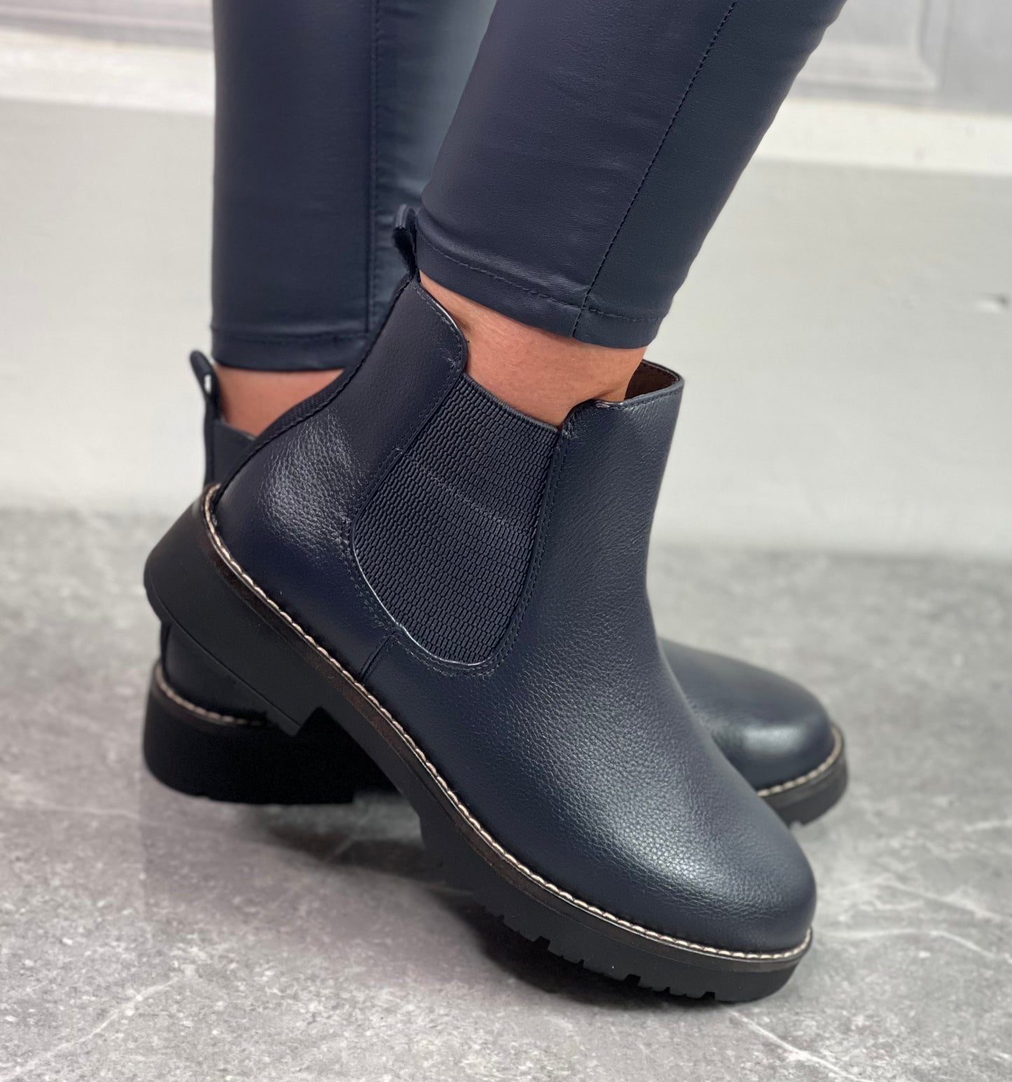 Jana - Navy Chelsea Boot