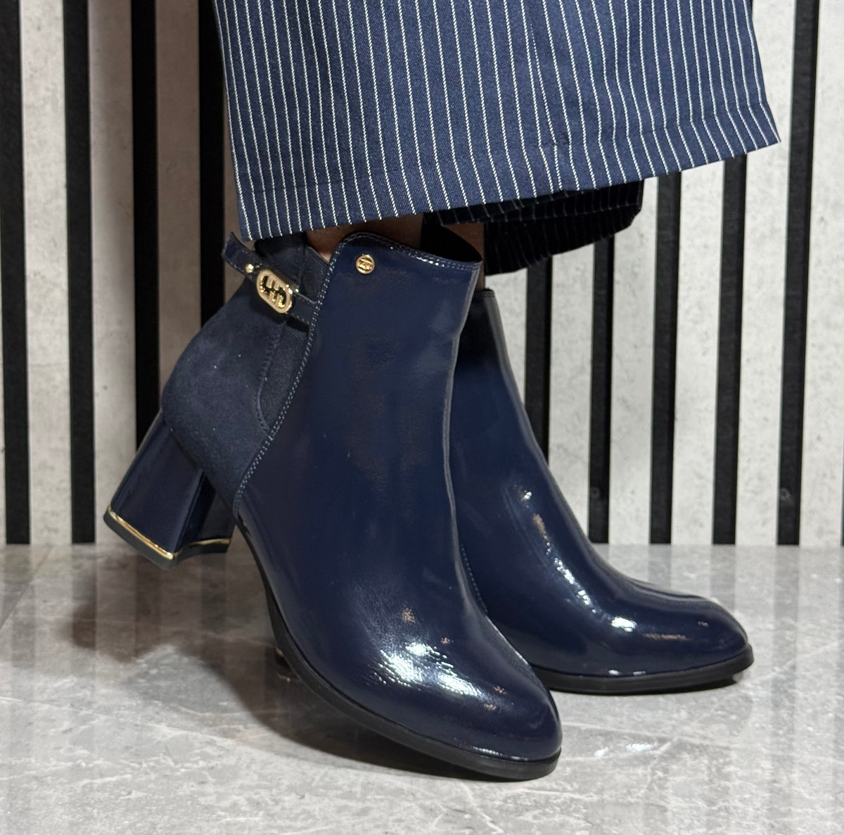 Zanni & Co - 'Fuyang One' Cobalt Mix Block Heel Boot