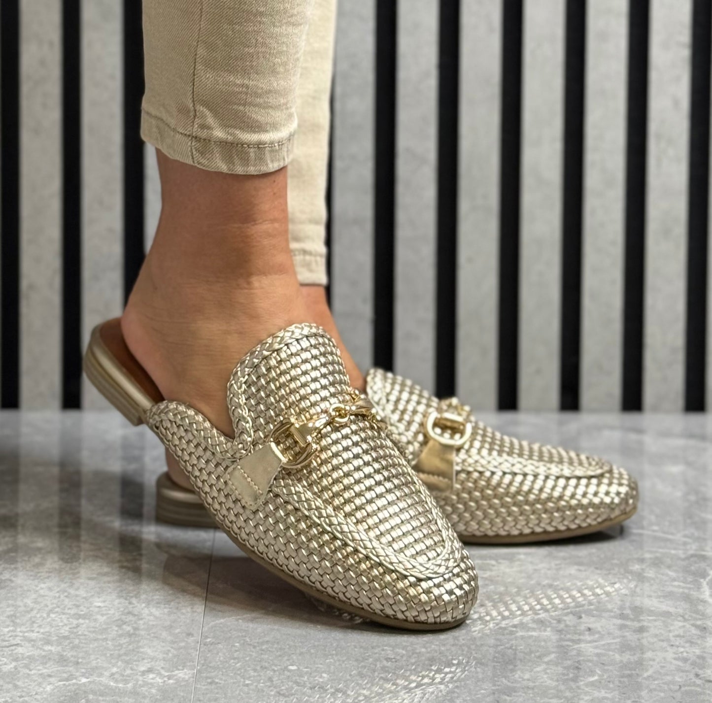 Marco Tozzi - Gold Metallic Slip On Loafer