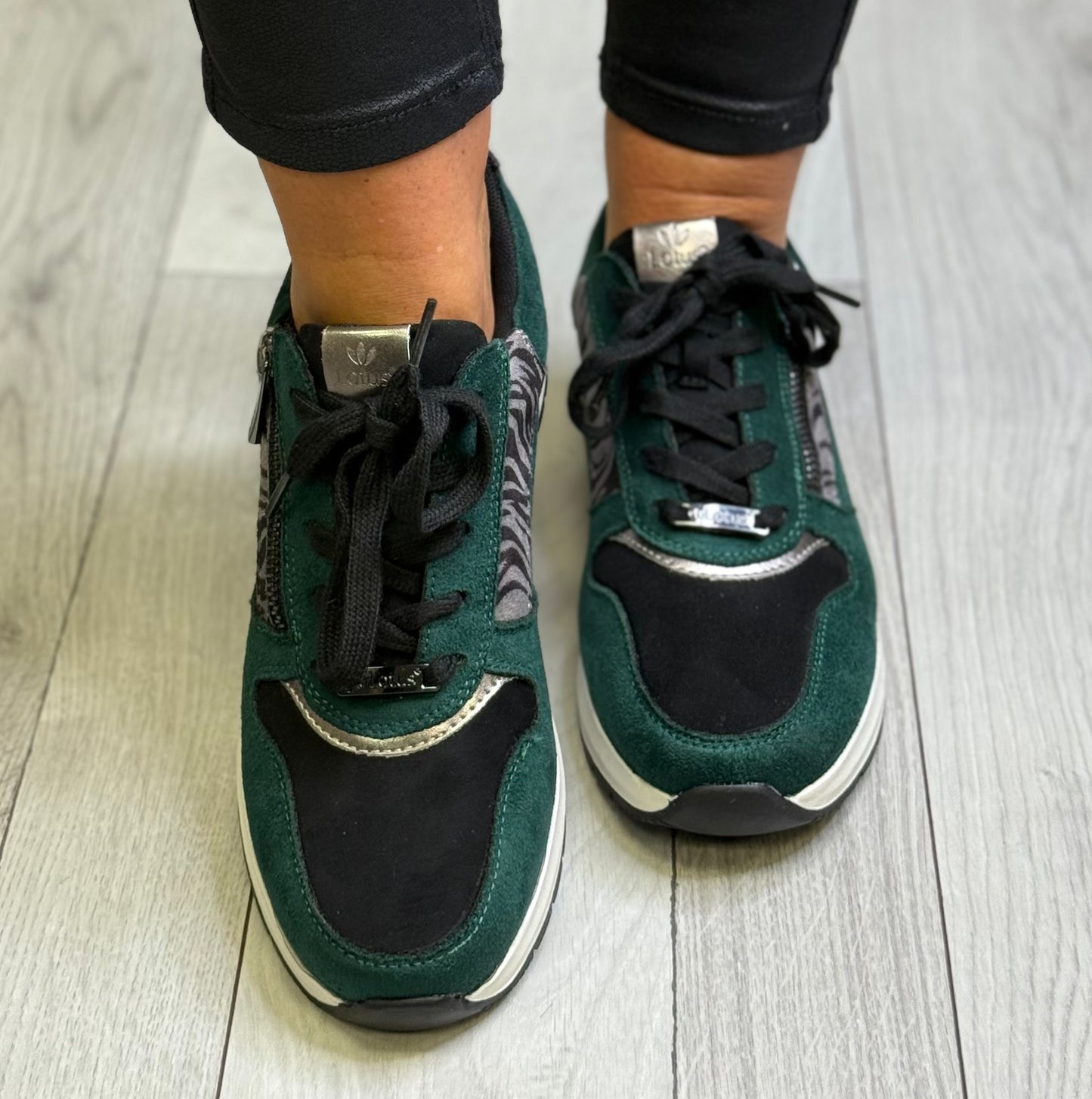Lotus - 'Venus' Green/Black Combo Trainer