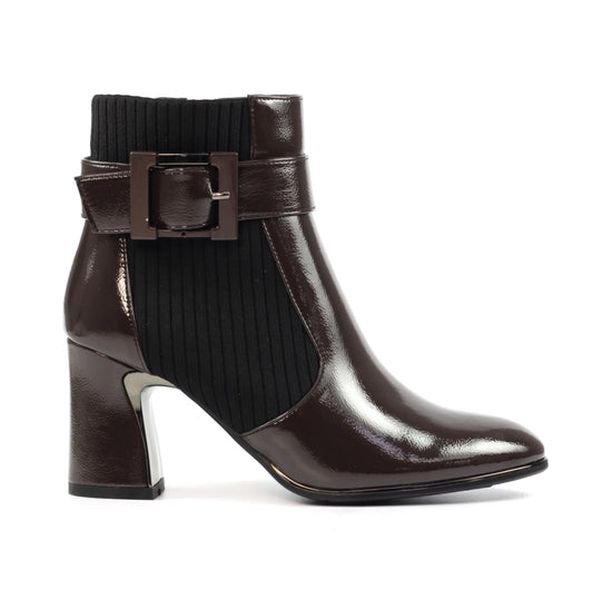 Lunar - ‘Trudy’ Brown Patent Gusset Boot