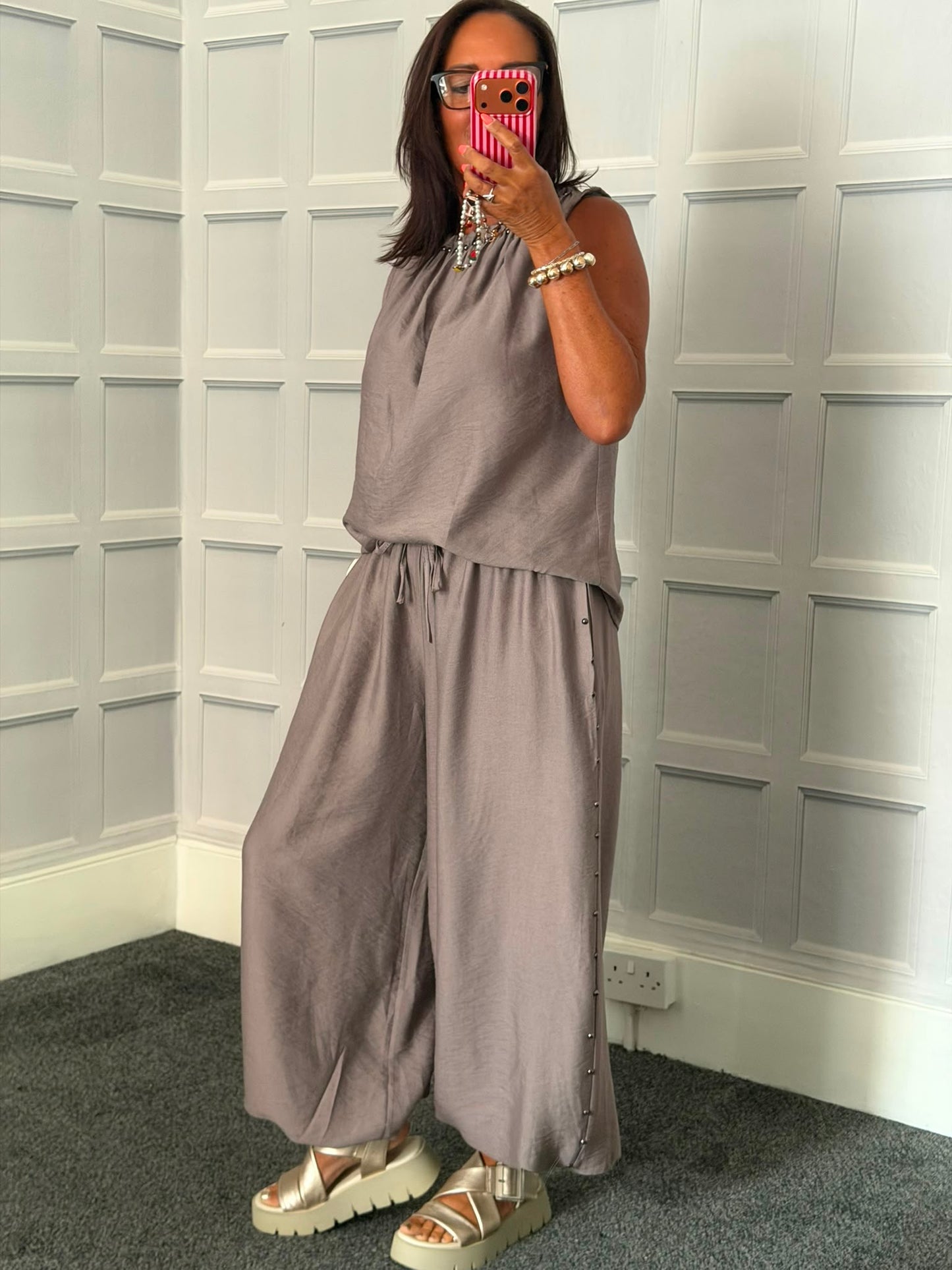 Mink 2 Piece Balloon Leg Suit