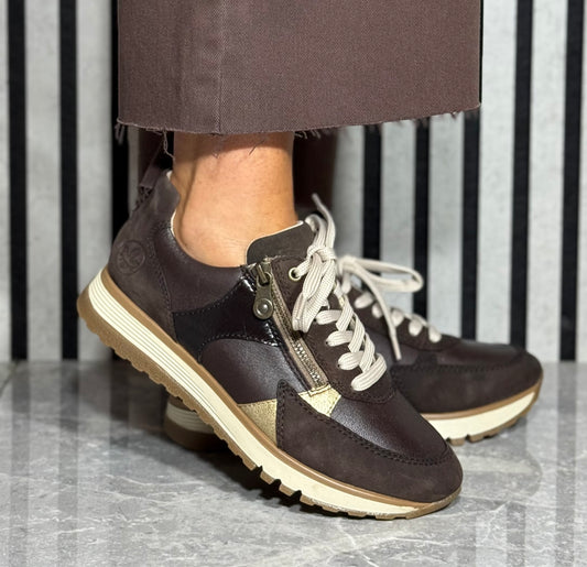 Rieker - Brown Combo Leather Trainer