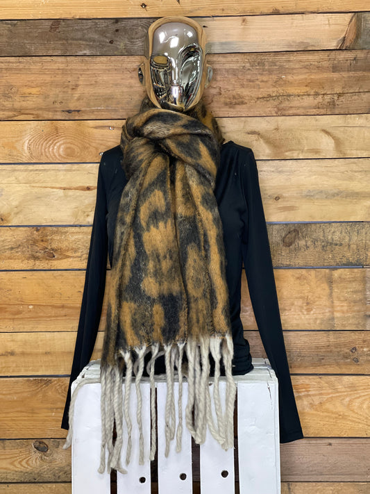 hannah k - Camel Mix Leopard Scarf