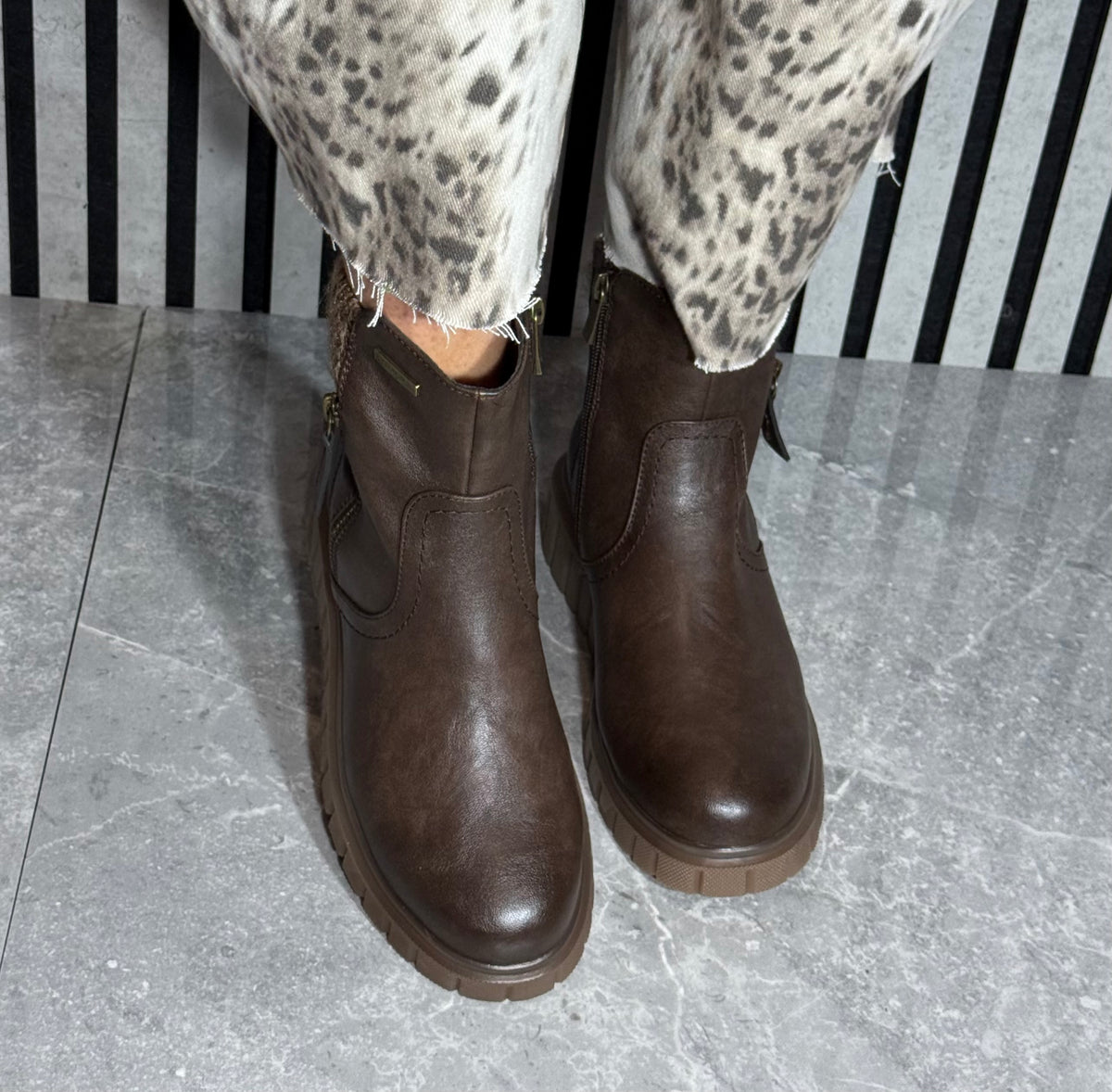 Lotus - 'Gwen' Brown Ankle Boot