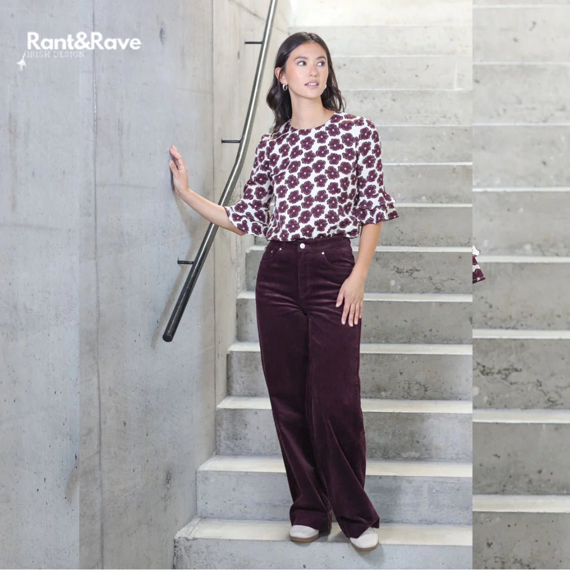Rant & Rave - 'Jacinda’ Plum Wide Leg Cord.