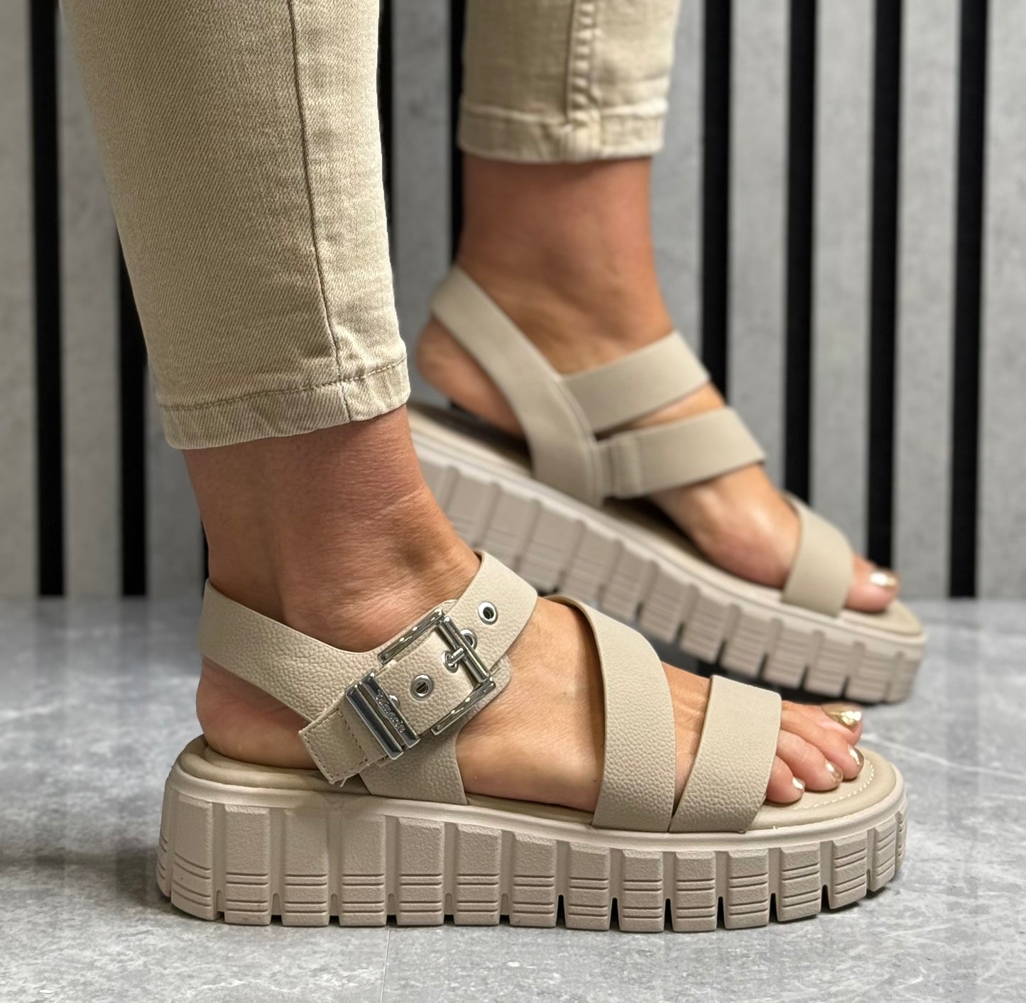 Tamaris - Taupe Platform Sandal