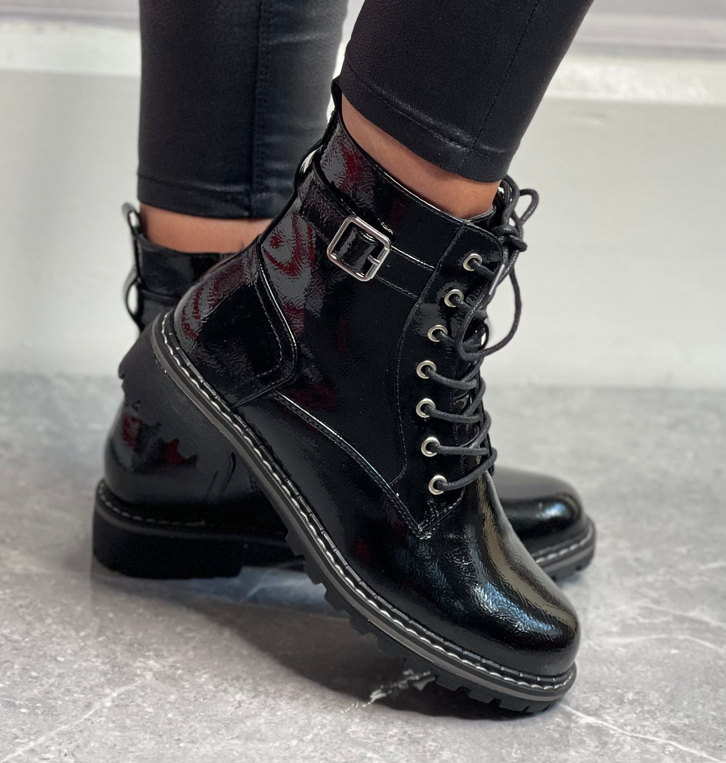 Lunar - 'Parlour' Black Patent Boot