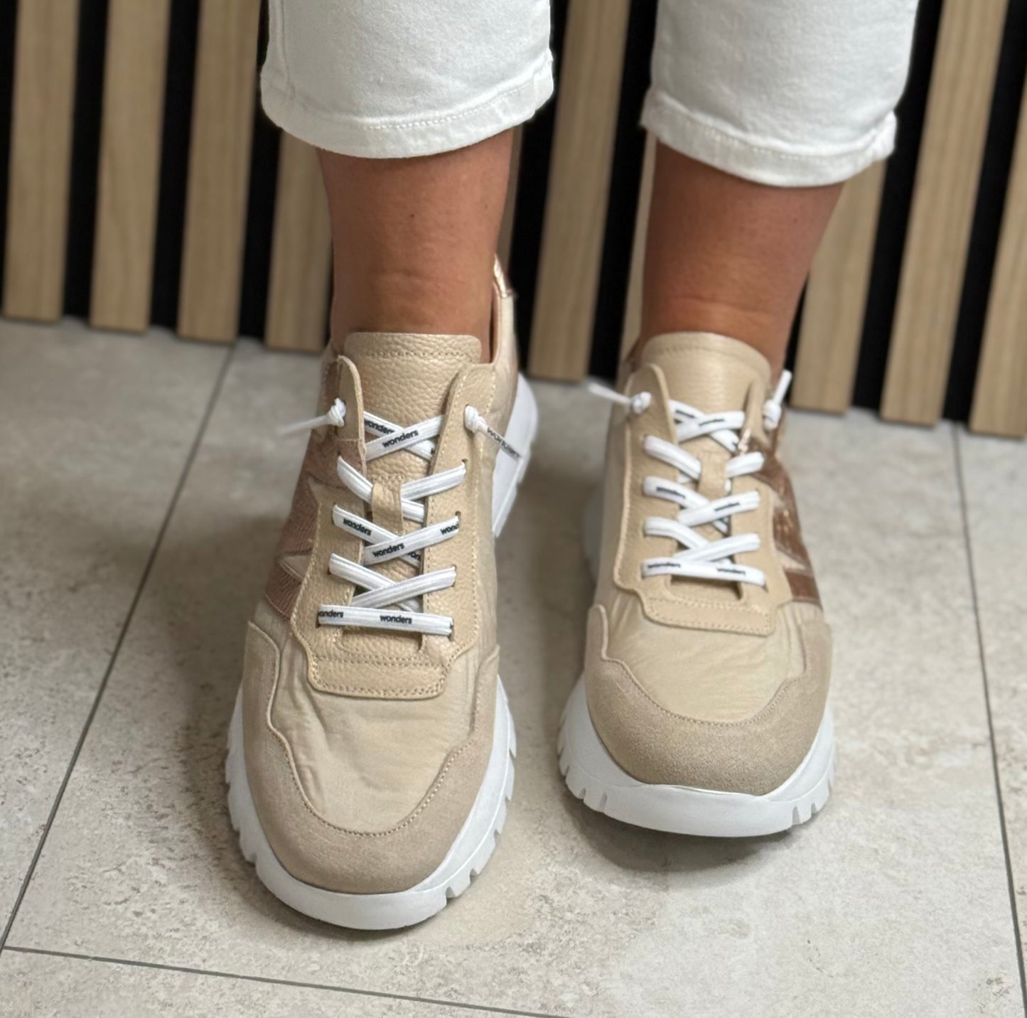 Wonders - A-24100 Beige/Nylon/Fog/Taupe Trainer